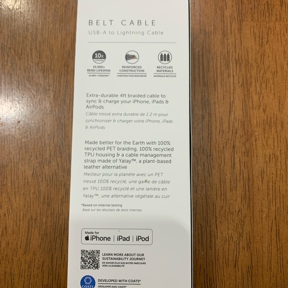 Native Union Belt Cable 4ft USB-A to Lightening Cable - Black - Picture 2 of 4